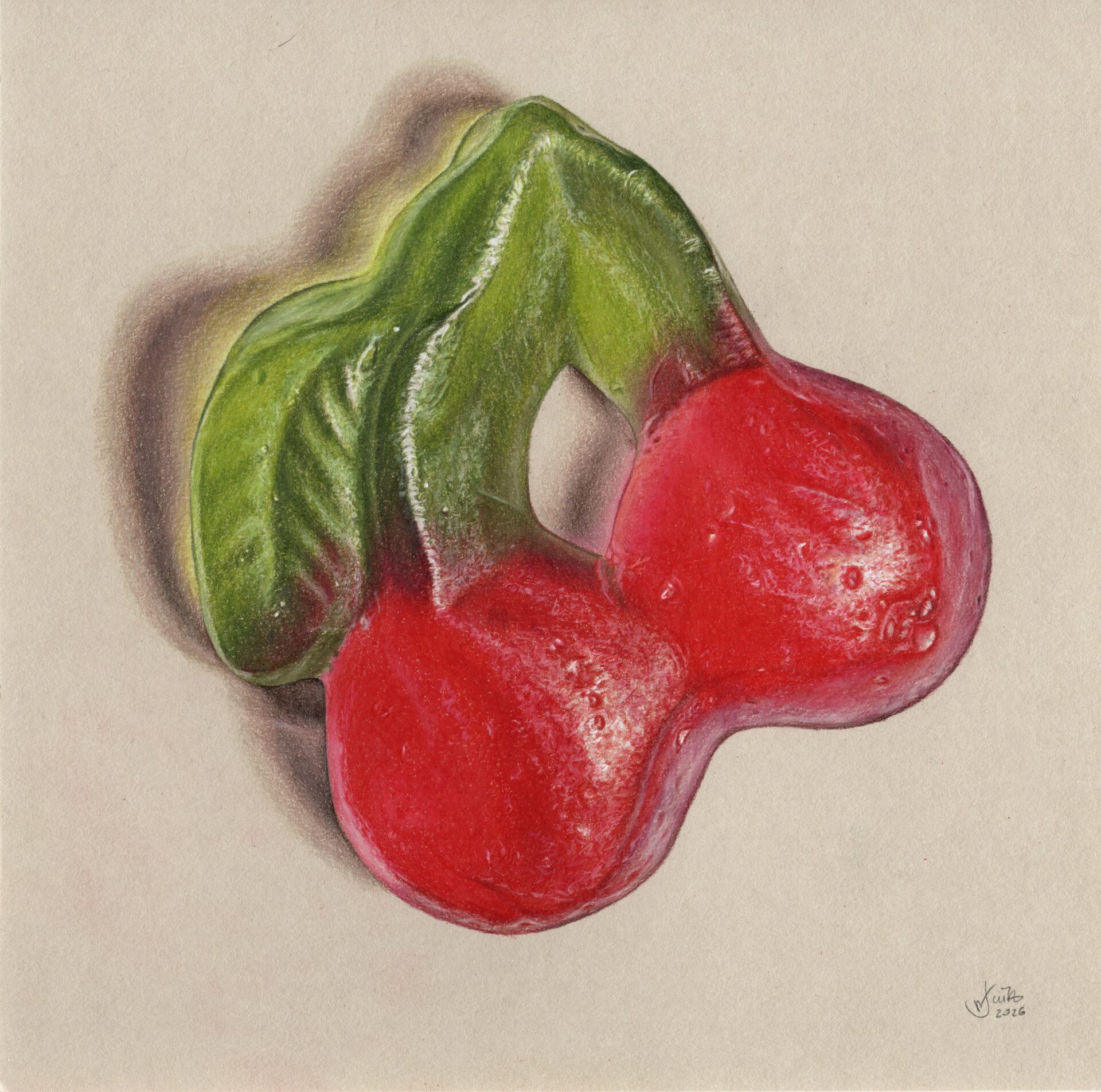 Gummi Kirsche, gezeichnet, realistisch